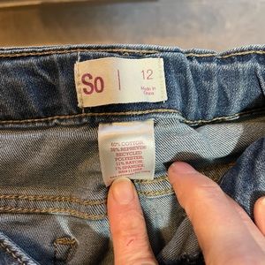 SO girls jeans, size 12, light denim